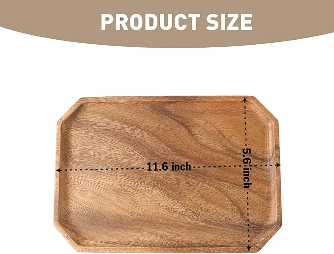 Premium Walnut Wood Wide Octagon Serving Tray 12"-100% Natural Wooden Serving Tray for Coffee Table-Great Ottoman Tray Home Decor Platter-Perfect for Serving Drinks & Food