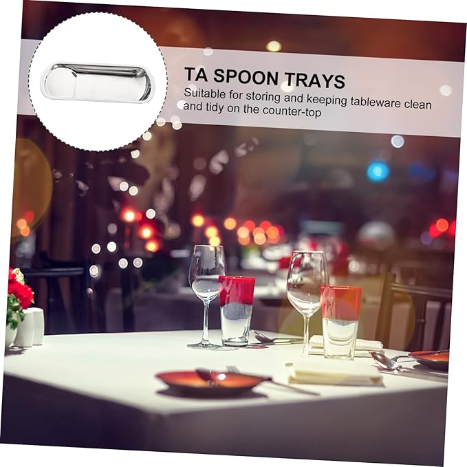 Unomor Spoon Rest Ladle Plate Silverware Countertop Kitchen Tool Stainless Steel Serving Tray Buffet Plate