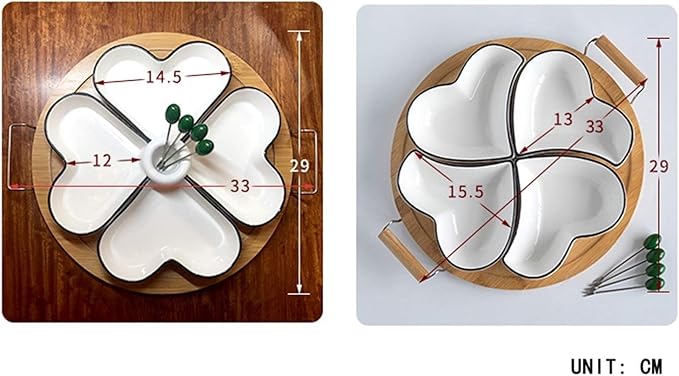 Dipping Bowls Ceramic Appetizer Plate, Snack Plate, Tableware, Seasoning Plate, Dipping Sauce Plate, Fruit Plate with Bracket Platter Sauce Dish (A)