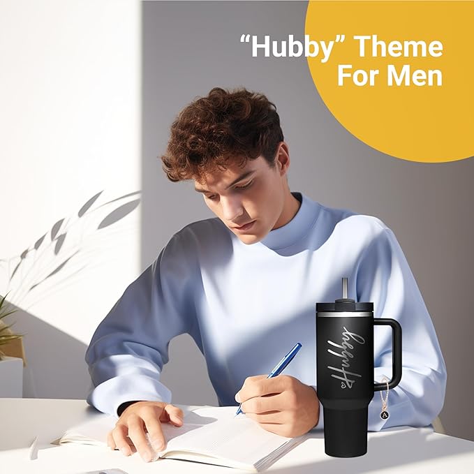 Wifey Hubby 40 oz Tumbler Cup for Couples with Handle Lids Straws Letter Charm Accessories 2 Pack Wedding Gifts for Couples 2024 Engagement gift Bridal Shower Gift for Bride Groom Newlyweds