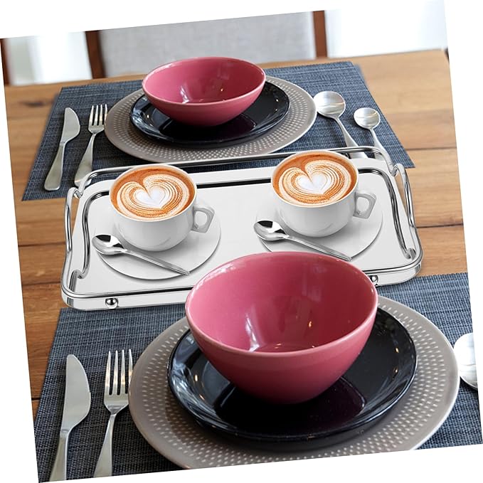 Silver Tray Portable Serving Tray Handles Stainless Steel for Wedding Parties