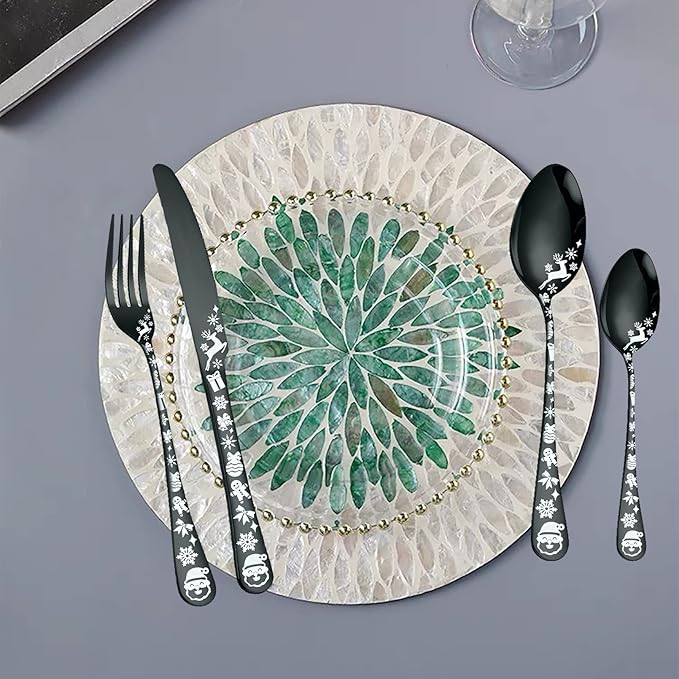 Vilihkc Christmas Style Silverware Set,20 Piece Stainless Steel Flatware Set, Kitchen Utensil Set Service for 4,Tableware Cutlery Set for Home and Restaurant,Dishwasher Safe
