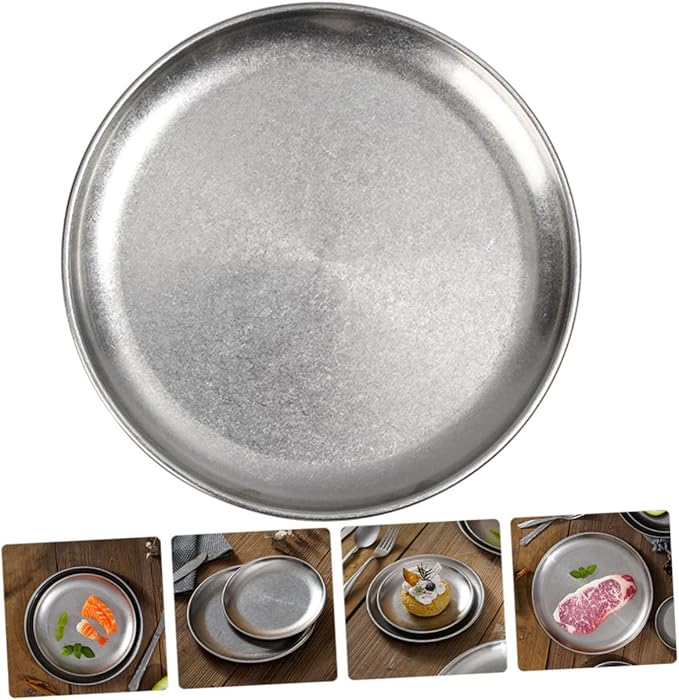 BESTonZON Food Trays Vintage Barbecue Plate Decorative Serving Trays Korean Style Dish Nut Plate Table Tray Cutlery Beef Meat Roast Meat Tray Dinner Dish Metal