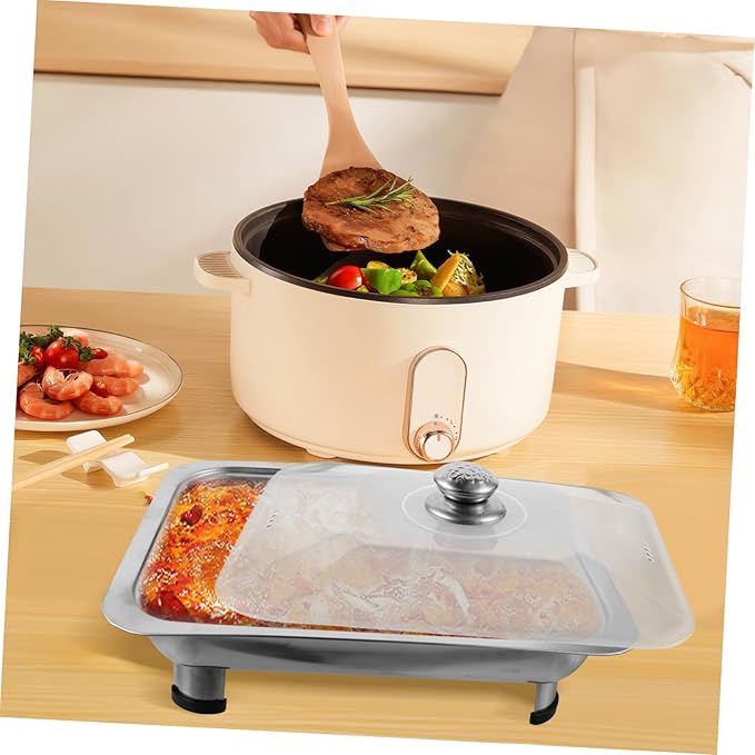 Stainless Steel Buffet Serving Tray Rectangular Canteen Dish with Cover Lightweight Four Leg Design for Easy Handling for Catering and Parties