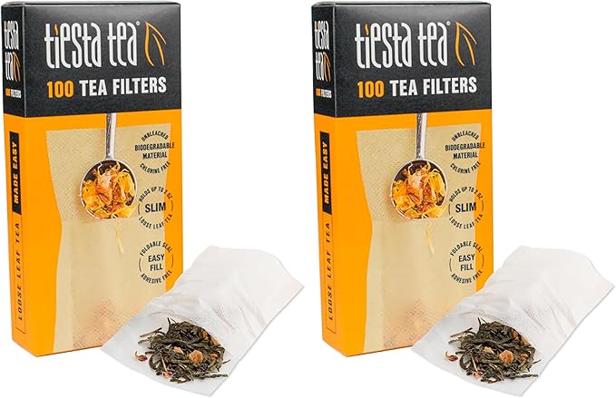 Tiesta Tea - Loose Leaf Tea Filters | Disposable Tea Infuser, 100% Natural Unbleached Paper, Steeps Hot Tea, Iced Tea & Coffee, Easy Fill Single Serve Filter for One Cup - 100 Count Empty Tea Bags
