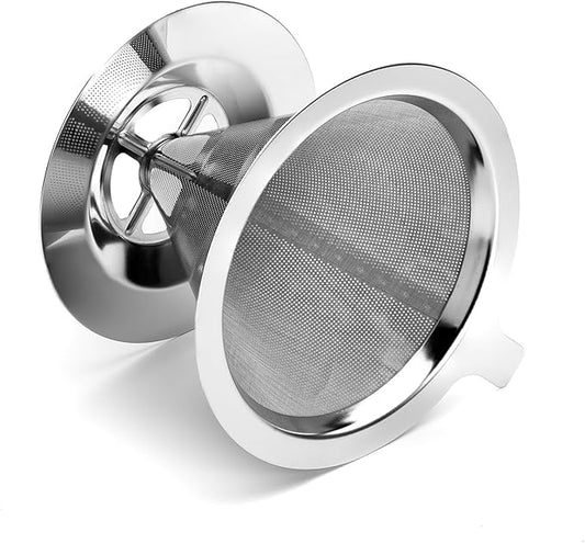 Pour Over Coffee Dripper, Metal Cone Filter,Stainless Steel Coffee Filter, Reusable Paperless Coffee Filter, Single Cup Coffee Maker, Pour Over Coffee Maker 1-3 Cup