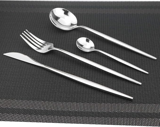 Gugrida 40-Piece Silverware Set 18/10 Stainless Steel Reusable Utensils Forks Spoons Knives Set, Mirror Polished Cutlery Flatware Set, Great for Family Gatherings & Daily Use (Service for 10, Silver)