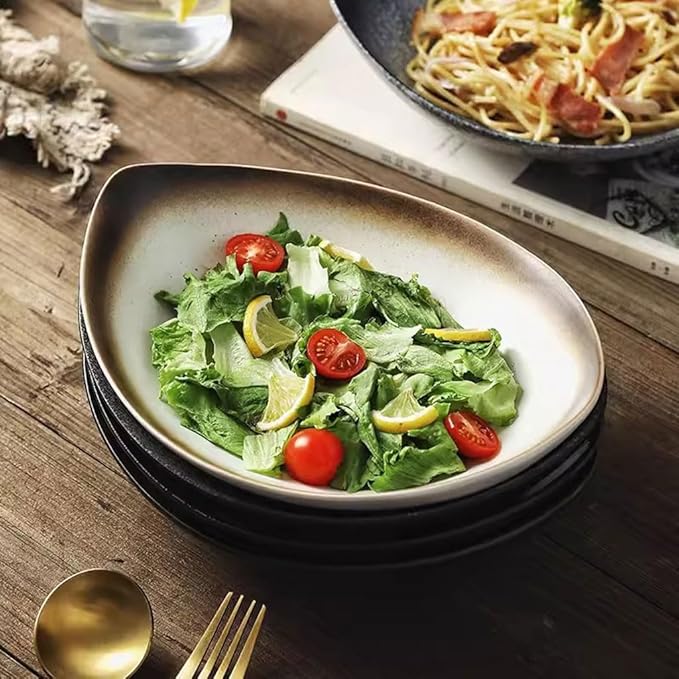 Pasta Bowls Appetizer Plates Ceramic Plate Dish Plate Household Salad Plate Cold Dish Plate Restaurant Commercial Large Plate Light Luxury Soup Plate Western Food Plate Dining Serving Plates for