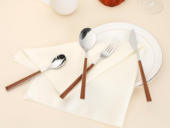 4 Piece Silverware Set, Stainless Steel Flatware, Mirror Polished Cutlery Set with Knife, Serving Utensils Set for Kitchen Eat 4 PCS Silver