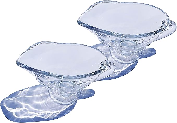 Set of 2 Sauce Glass Gravy Boat -7 oz with Handle Kitchen Glassware Serving Utensils for Dining, Warming Sauces, Salad Dressing Home Decor Saucy Boat