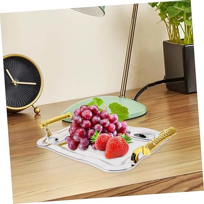 Unomor Elegant Stainless Steel Serving Tray Capacity Fruit Plate Versatile Desktop Fruit Tray Ktv Restaurant Dessert Serving Dish