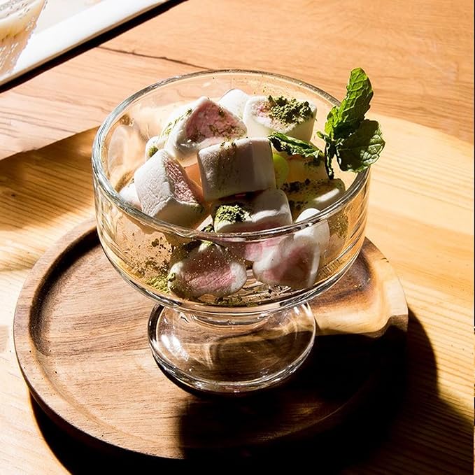 4 Pack Glass Ice Cream Cups,Glass Dessert Bowls,7oz Mixed Drinks Cups for Drinks,Dessert,Nuts,Fruit, Pudding,Snack,Cocktail Party (4)