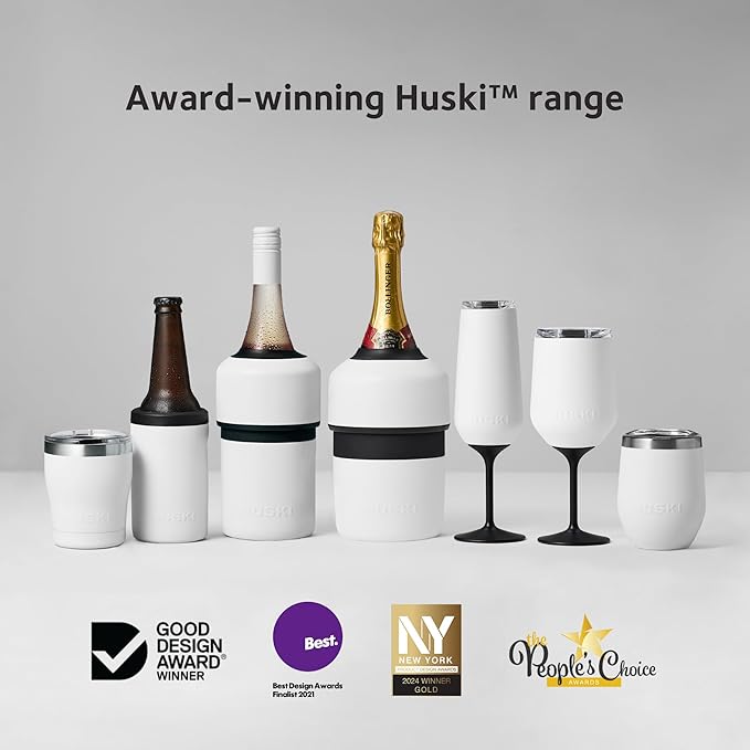 Huski Champagne Chiller | NEW | Award-Winning Iceless Design with Detachable Bottle Stopper | Keeps Wine Cold up to 6 Hours | Fits most 750ml Champagne, Prosecco & Sparkling Wine Bottles (Black)
