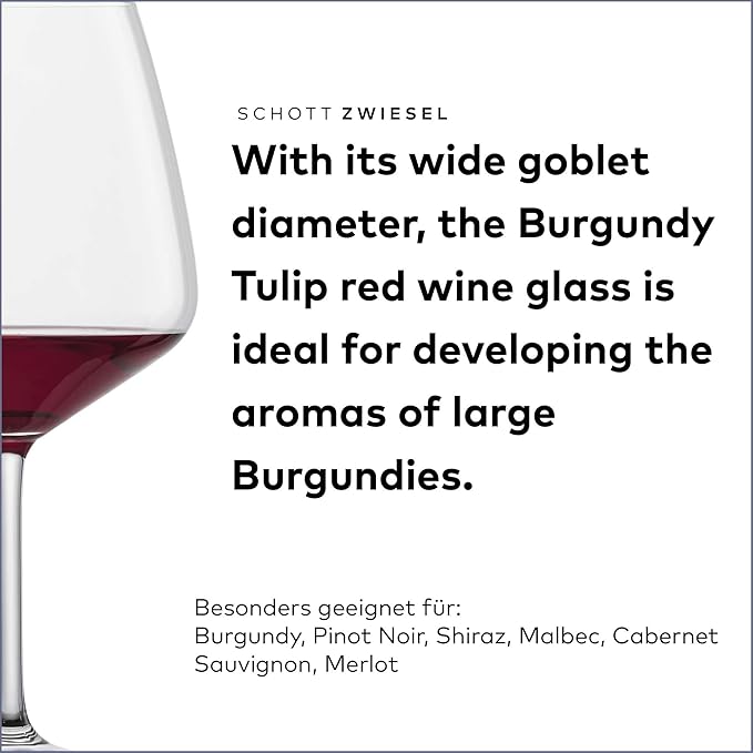 SCHOTT ZWIESEL Tulip Burgundy Red Wine Glass (Set of 4), Burgundy Glasses for Red Wine, Dishwasher-Safe Tritan Crystal Glasses, Made in Germany (26 Ounce)