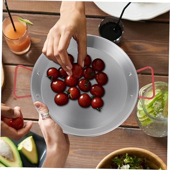 Garneck 28cm Double Handle Plate Enamel Serving Tray Large Snack Plate Decorative Salad Dish Modern Kitchen Tableware