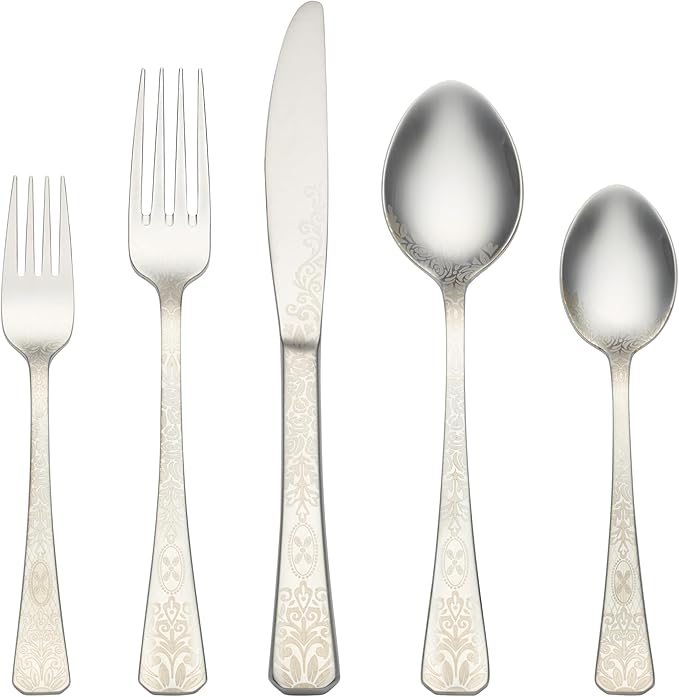 Cambridge 168925V Floral Etch 5-Piece Flatware Place Setting