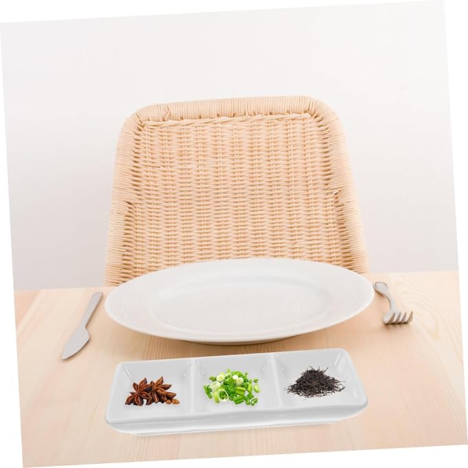 KICHOUSE 2Pcs Rectangular Ceramic Snack Plates with Versatile Appetizer Dipping Bowls for Condiments Fruits Nuts Easy to Clean Food Serving Trays