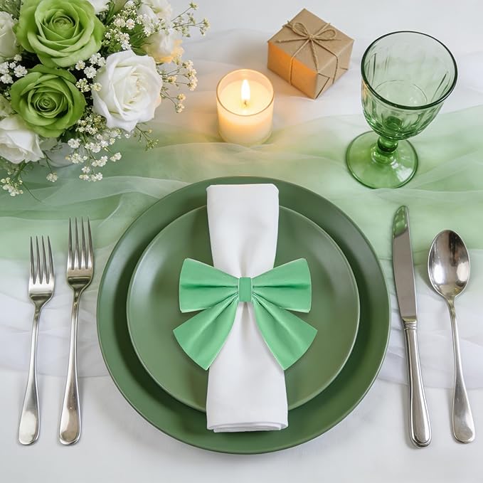 12 Pcs Sage Green Bow Napkin Rings,Wedding Napkin Rings,Velvet Napkin Ring Holders for Holiday Serviette Birthday Anniversary Party Dinner Wedding Dining Tableware Decoration