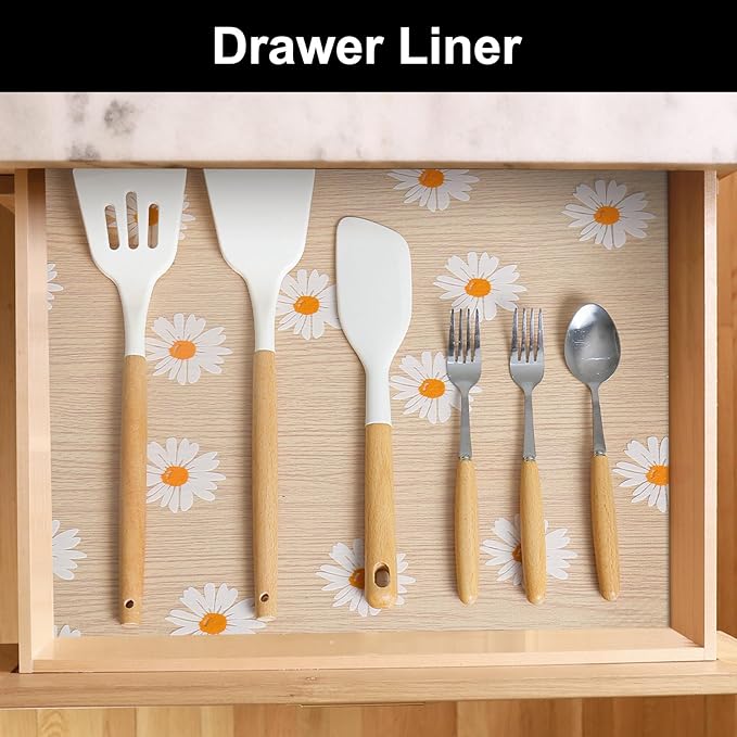 Cooyes Shelf Liner – Premium Non-Adhesive Cabinet & Drawer Liner for Kitchen – Waterproof Shelf Paper with Modern Pattern – Durable EVA Cabinet Mat – Easy to Cut (17.5" W x 197" L)