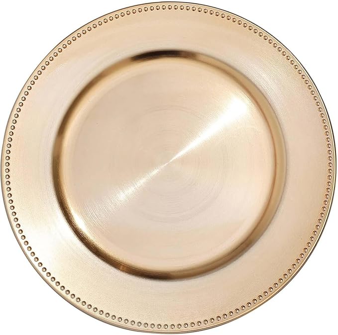 Efavormart 6 pcs 13" Gold Beaded Round Charger Plates for Tabletop Decor Holiday Wedding Catering Event Decoration