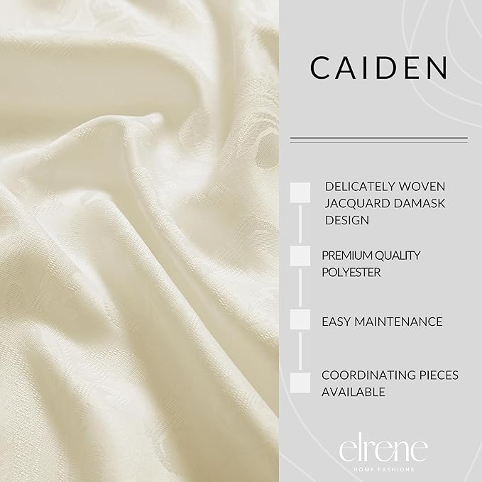 Elrene Home Fashions Caiden Elegance Damask Waterproof, Stain & Wrinkle Resistant Fabric Tablecloth, 60" x 84" Oblong/Rectangle, Ivory