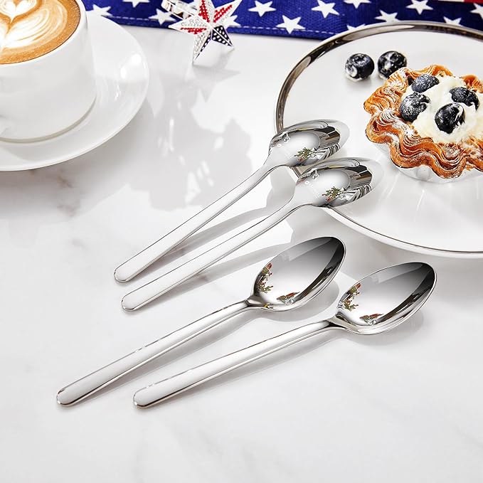 KEAWELL Premium Lucent 4-Piece 5.8 inch Spoon Set – 18/10 Stainless Steel Silverware with Mirror Polish, Dishwasher Safe for Table Setting and Entertaining (4, Small Spoons)