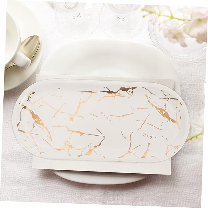 Alipis 1Pc Elegant Marble Pattern Ceramic Food Plate for Sushi Appetizers and Dishes for Home Restaurant and Party Serving Easy to Clean with Smooth Surface