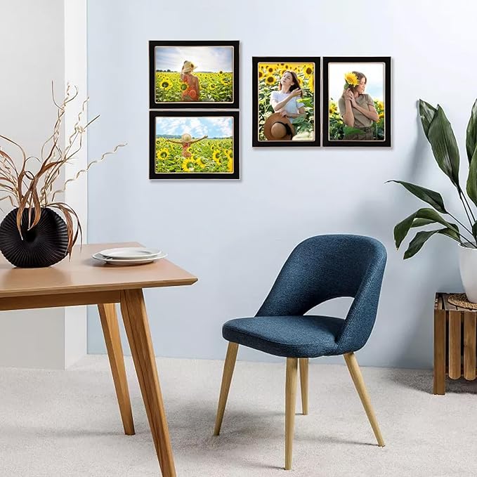 Giftgarden 5x7 Double Picture Frame Black with Tempered Glass Display 5 by 7 Photo, Metal Hinged Folding Frame for Tabletop or Wall