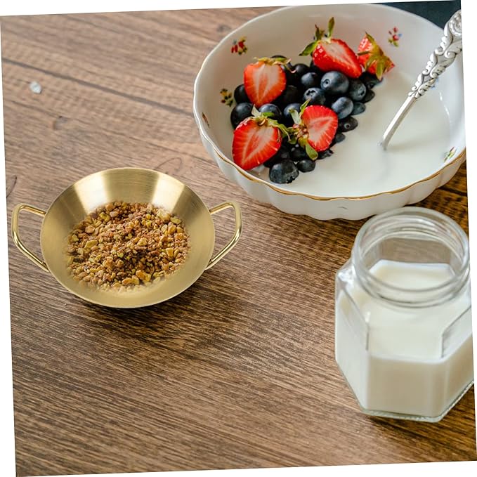 GLEAVI Stainless Steel Sauce Dish Set 4-Piece Appetizer Plates for Dipping Sauces Seasoning and Condiments Creative Kitchen Supply for Home and Sushi