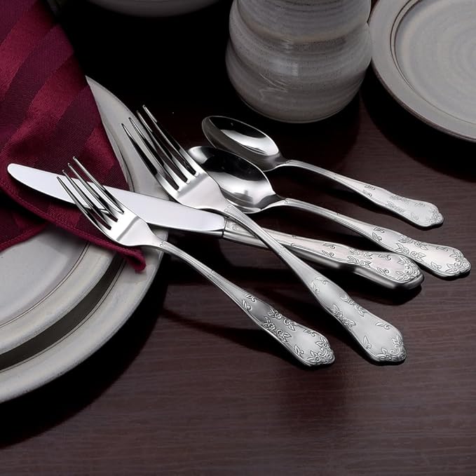 Liberty Tabletop Martha Washington 65-piece 18/10 Flatware Set service for 12, Includes Serving Pieces Made in USA