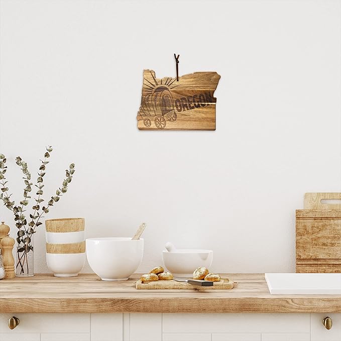 Totally Bamboo Rock & Branch Origins Series Oregon State Shaped Cutting Board and Charcuterie Serving Tray, Includes Hang Tie for Wall Display
