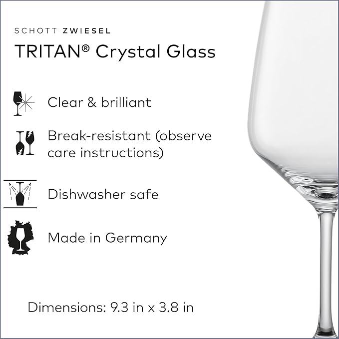 SCHOTT ZWIESEL Tulip Bordeaux Red Wine Glass (Set of 4), Bordeaux Glasses for Red Wine, Dishwasher-Safe Tritan Crystal Glasses, Made in Germany (22 Ounce)