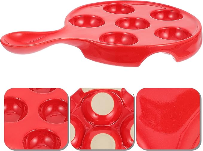 Veemoon Ceramic Escargot Baking Dish Snail Serving Plate with Handle 10-inch Ovenproof Appetizer Plate for Seafood Cooking and Dining