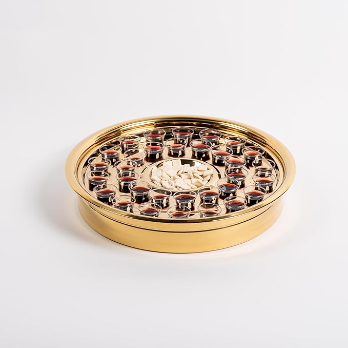 Broadman Church Supplies RemembranceWare Communion One Pass Tray & Disk, Brass