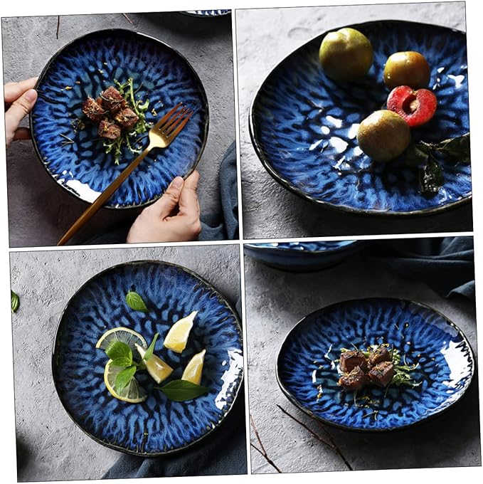 Ciieeo 1pc Vintage Looking Ceramic Plate Stylish Western Food Serving Great for Everyday Meals Banquets Celebrations
