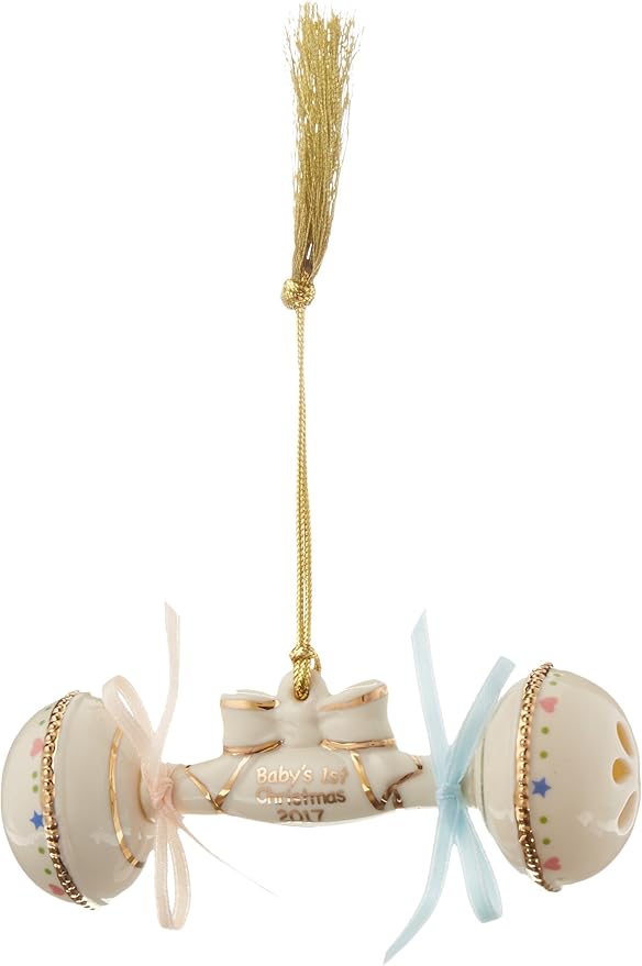 Lenox Annual China Ornaments 2017 Baby's 1st Christmas Rattle