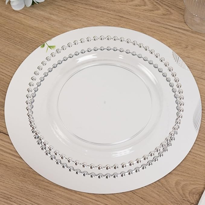 Efavormart 10 Pack Silver Round Acrylic Mirror Tray for Decoration, Circle Candle Plate Centerpiece Bases - 10"