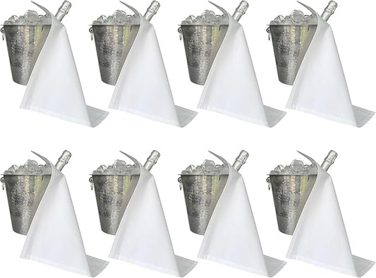 Original Collection, Bottle Cloths for Ice Buckets, Cotton, 42 cm, Corner Hole, Stitched Circle (White, Pack of 8)