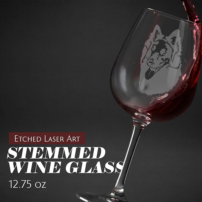 Etched Laser Art Belgian Sheepdog Personalized Dog Themed Etched 12.75oz Wine Glass Custom Dog Breed Wine Glasses, Ideal for Pet Lovers, Unique Birthday Gift for Men & Women, Personalized Gift