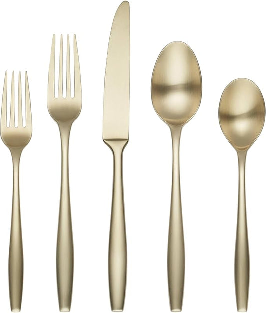 Cambridge Silversmiths Katerina Champagne Satin 20-Piece Flatware Set, Service for 4