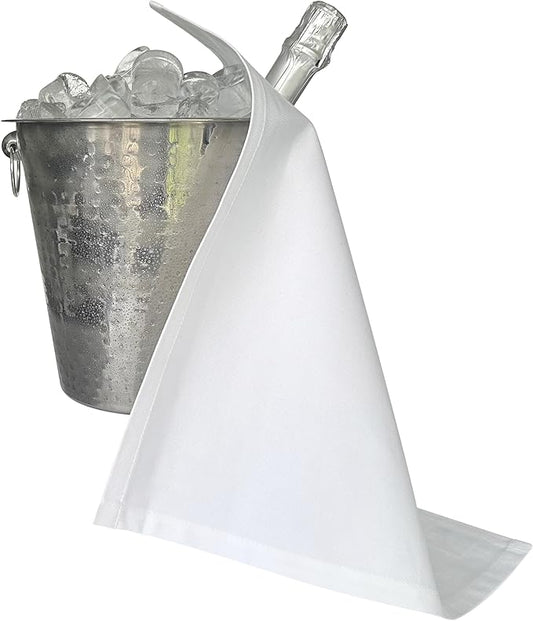 Original Collection, Bottle Cloth for Ice Buckets, Cotton, 42 cm, Corner Hole, Stitched Circle (White, Pack of 1)