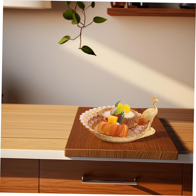 Mobestech Elegant White Fruit Serving Tray Decorative European Style Dessert Plate for Party Snacks