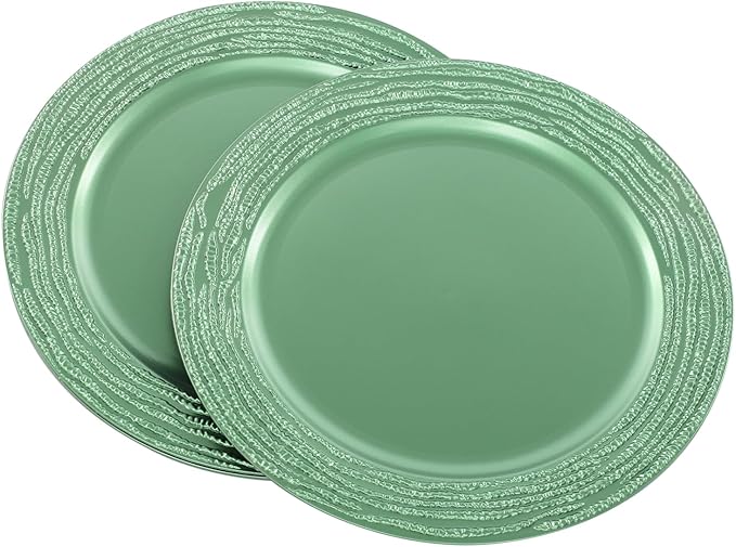 100 Pack Chargers for Finner Plates, 13 Inch Plastic Round Bright Charger Plates Bulk, Wedding Decoration for Table Setting Wedding Party Event Tabletop (Green)