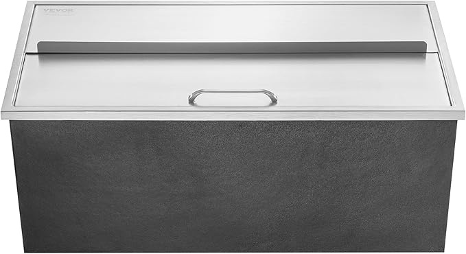 VEVOR Drop in Ice Chest, 36"L x 18"W x 14"H Stainless Steel Ice Cooler, Commercial Ice Bin with Sliding Cover, 40.9 qt Outdoor Kitchen Ice Bar, Drain-pipe and Drain Plug Included, for Cold Wine Beer