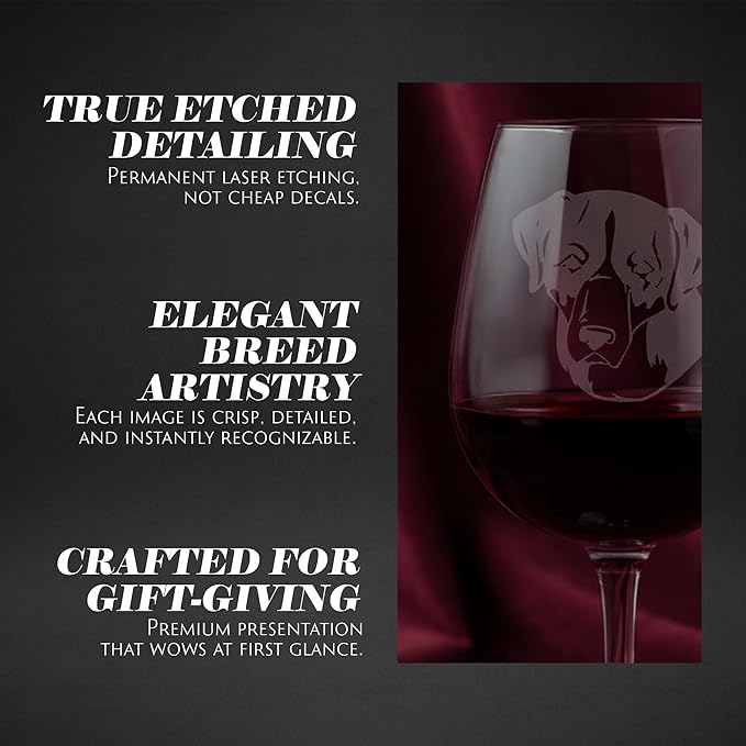 Etched Laser Art Greater Swiss Mountain (Alternate) Personalized Dog Themed Etched 12.75oz Wine Glass Custom Dog Breed Wine Glasses for Pet Lovers, Personalized Birthday Gift for Men & Women