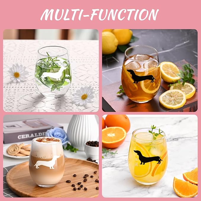 Futtumy Dachshund Wine Glasses Set of 2, Dachshund Gifts for Women, Dachshunds Gift, Dog Lovers Gift for Women for Dog Lovers for Christmas Birthday Mother's Day, 17Oz Wine Glass for Woman