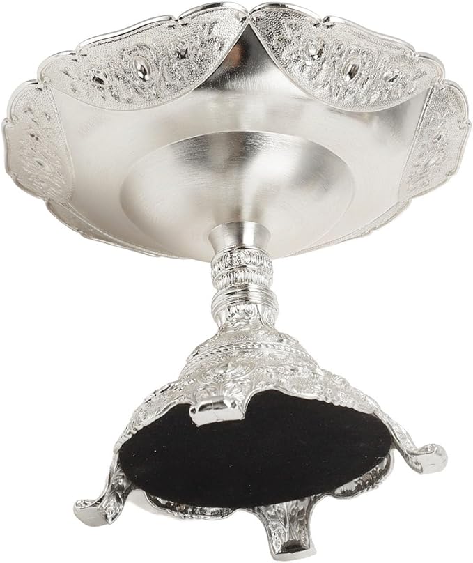 Zinc Alloy European Style Fruit Tray Metal Food Serving Tray Snack Nut Holder Decorative Table Candy Dish with Unique Design for Party Daily Use (Silver)