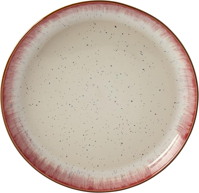 Tabletops Gallery Speckled Farmhouse Collection- Stoneware Dishes Service for 4 Dinner Salad Appetizer Dessert Plate Bowls, 12 Piece Hanover Dinnerware Set in Berry
