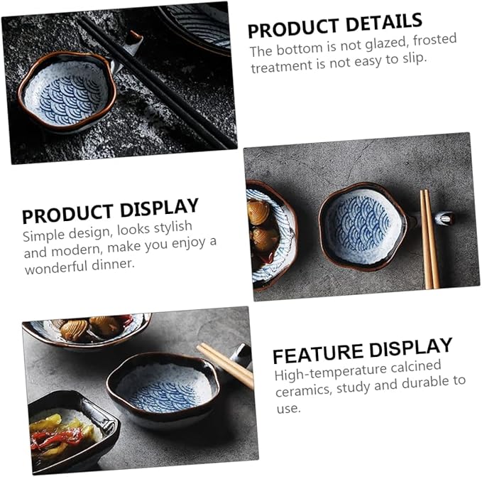 4 Pcs Japanese Dipping Dish Vintage Tray Cutlery Tray Dessert Trays Soy Dishes Small Dipping Bowls Japanese Sauce Bowls Simple Styled Dish Appetizer Plates Chopstick Rest