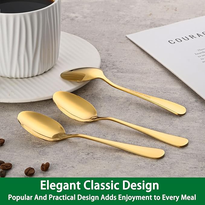 4.7 Inches Coffee Spoon,8-Piece Cute Gold Espresso Spoons,Mini Coffee Spoon,Mirror Polishing Stainless Steel Teaspoon,Tea Spoons For Home Cafe
